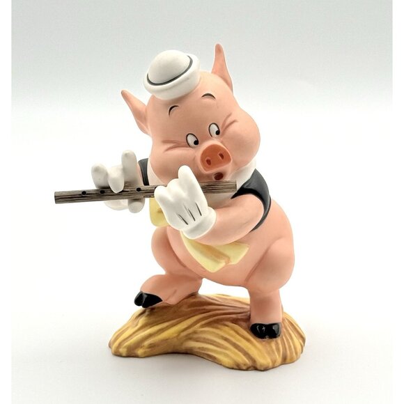 Rare WDCC Three Little Pigs Pfeiffer Pig Eldest Son Straw Ceramic Figure Disney - Picture 1 of 5